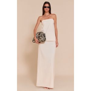 Jupe longue tissée crème, Crème - Taille 40