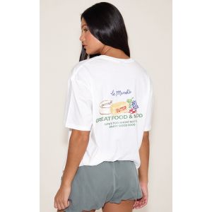 Femme Blanc Food Market Graphique Oversize T-Chemise | Taille Medium - Taille M