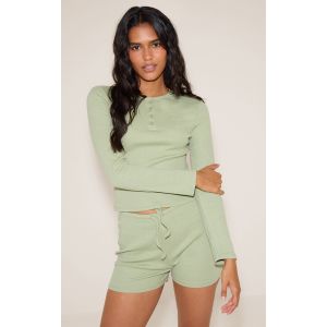 Short de pyjama côtelé sauge, Sauge - Taille L