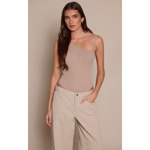 Femme Body c&ocirc;tel&eacute; gris champignon &agrave; contours et bretelle fine | Taille XL - Taille XL