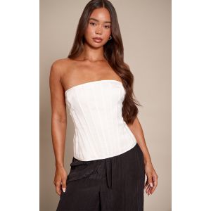 Femme Corset bustier satin&eacute; blanc &agrave; lis&eacute;r&eacute;s structurants | Taille 44 - Taille 44