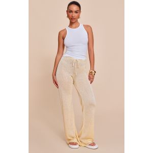 Pantalon large en maille tricot jaune citron à sequins, Jaune Citron - Taille XS