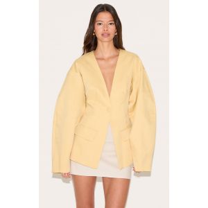 Femme Blazer cintr&eacute; jaune beurre &agrave; manches cocon et bouton | Taille 32 - Taille 32