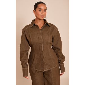 Femme Shape Chemise en maille serg&eacute;e kaki &agrave; taille cintr&eacute;e | Taille 36 - Taille 36