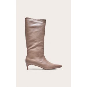 Bottes pointues en PU gris champignon à petit talon aiguille, Gris champignon - Taille 38
