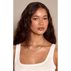 Femme Collier superpos&eacute; en acier inoxydable argent&eacute; &agrave; cha&icirc;ne lisse et cha&icirc;ne serpent - Taille One Size