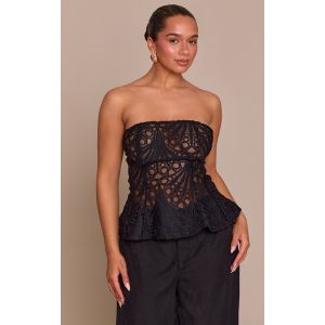 Femme Sculpt Corset Bandeau &agrave; Basque en Dentelle Noire | Taille 34 - Taille 34