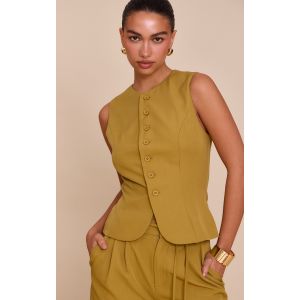 Gilet de tailleur tissé moutarde profond, Moutarde - Taille 44
