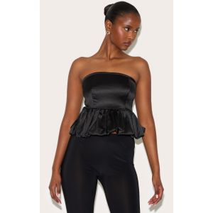 Femme Haut bouffant noir en mati&egrave;re satin&eacute;e | Taille 36 - Taille 36