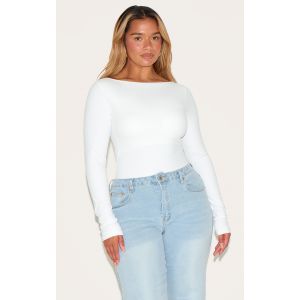 Femme Shape Robe longue en Sculpt blanc &agrave; col bateau manches longues et soutien-gorge int&eacute;gr&eacute; | Taille 40 - Taille 40