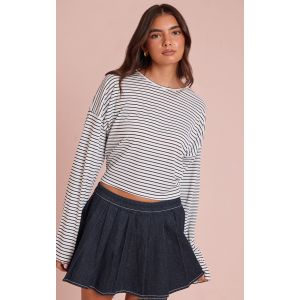 Femme Top oversize ample c&ocirc;tel&eacute; blanc &agrave; rayures et manches longues | Taille 38 - Taille 38