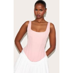 Femme Corset long rose p&acirc;le &agrave; lis&eacute;r&eacute;s structurants et ourlet tombant | Taille 36 - Taille 36