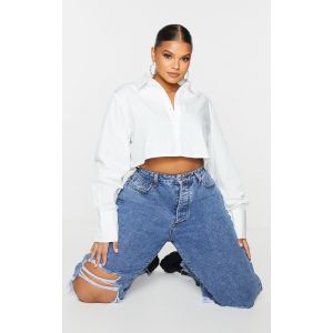 Femme Plus Chemise courte oversize en coton blanc | Taille 50 - Taille 50