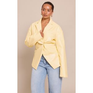 Femme Shape Blazer en PU jaune beurre &agrave; taille cintr&eacute;e | Taille 46 - Taille 46