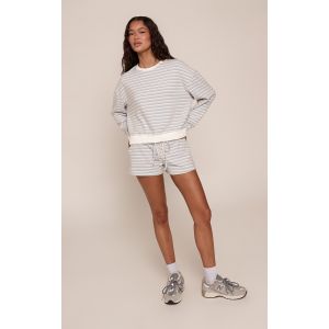 Femme Short de course tr&egrave;s doux bleu clair &agrave; rayures | Taille Large - Taille L