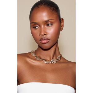 Femme Collier doré effet usé à clous pierres topaz - Taille One Size