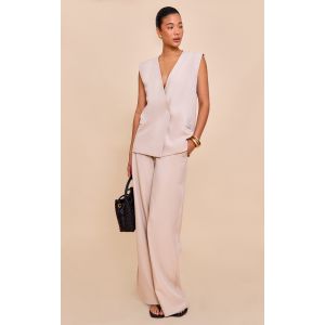 Femme Pantalon tr&egrave;s large tiss&eacute; argile pliss&eacute; &agrave; taille mi-haute | Taille 36 - Taille 36