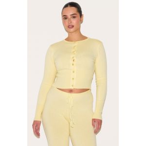 Femme Shape Cardigan en maille tricot c&ocirc;tel&eacute;e jaune citron &agrave; boutons devant | Taille XS - Taille XS