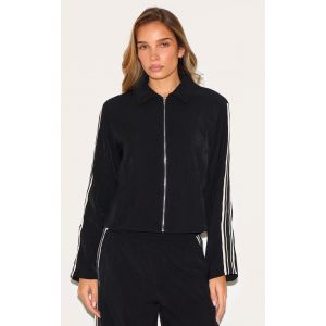 Femme Veste courte tissée noire à rayures sur les côtés | Taille 42 - Taille 42