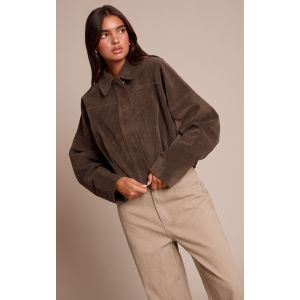 Femme Veste bomber en su&eacute;dine kaki &agrave; boutons cach&eacute;s | Taille 42 - Taille 42