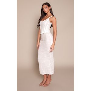 Femme Robe mi-longue en dentelle blanche &agrave; d&eacute;tail corset | Taille 40 - Taille 40
