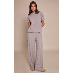 Femme Pantalon large textur&eacute; gris transparent | Taille 36 - Taille 36