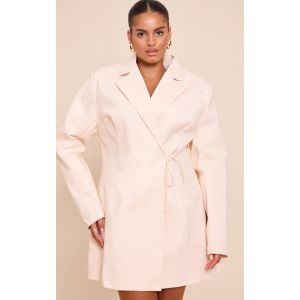 Plus Robe blazer en effet lin mélangé crème nouée, Crème - Taille 56