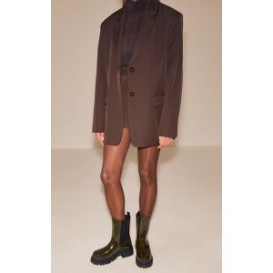 Femme Bottes chelsea vernies kaki &agrave; semelle &eacute;paisse | Taille 37 - Taille 37