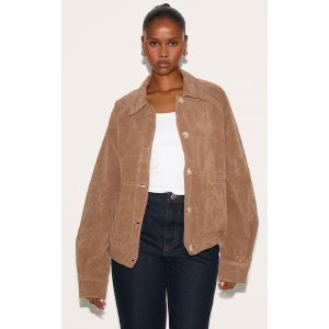 Veste oversize en suédine beige, Beige - Taille M