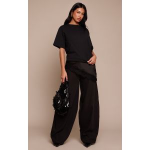 Femme Pantalon bouffant tiss&eacute; noir &agrave; coutures structurantes | Taille 44 - Taille 44