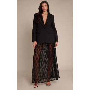 Femme Jupe longue en dentelle noire transparente | Taille 36 - Taille 36