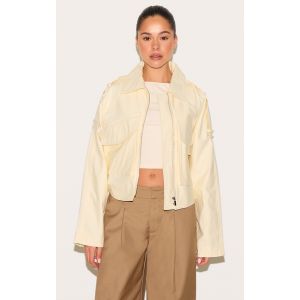 Veste courte crème au beurre à détails trench et zip, Crème Au Beurre - Taille L
