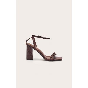 Sandales carrées en PU imprimé serpent à talon carré et boucles, Imprimé Serpent - Taille 38