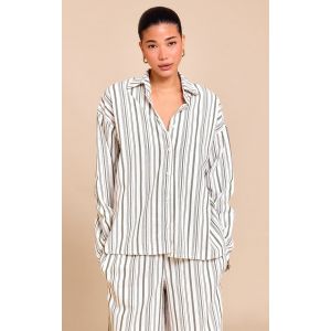 Femme Chemise oversize kaki &agrave; rayures et manches longues | Taille 32 - Taille 32
