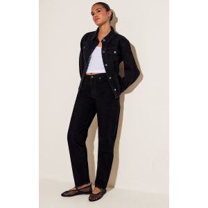 Femme PRETTYLITTETHING Jean mom noir délavé taille haute | Taille 34 - Taille 34