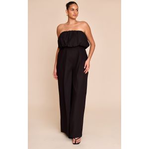 Plus Combinaison droite texturée noire à bustier bouffant, Noir - Taille 44