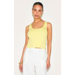 Petite Débardeur en maille tricot jaune citron à col rond, Jaune Citron - Taille L