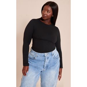 Femme Plus Body en coton noir à col ras et manches longues | Taille 44 - Taille 44