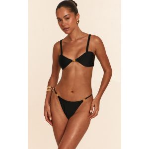 Micro haut de maillot de bain noir à empiècement doré, Noir - Taille 42