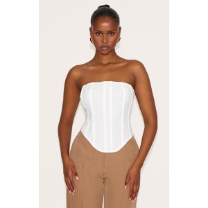 Femme Corset en effet lin m&eacute;lang&eacute; blanc &agrave; lis&eacute;r&eacute;s structurants | Taille 42 - Taille 42