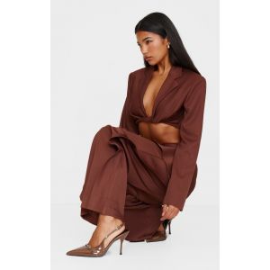 Femme Sandales pointure large en PU chocolat &agrave; talon et bout pointu | Taille 41 - Taille 41