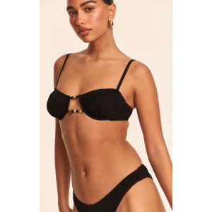 Femme Haut de maillot de bain texturé noir à perles et armatures | Taille 42 - Taille 42