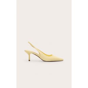 Escarpins pointus en PU jaune citron à talon moyen et bride derrière, Jaune Citron - Taille 41