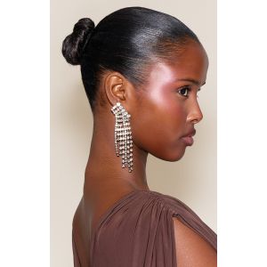 Femme Boucles d'oreilles imposantes drapées bronzes à strass - Taille One Size