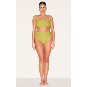 Bas de maillot de bain échancré basique vert olive, Vert Olive - Taille 58