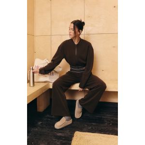 Femme PLT Veste bomber tr&egrave;s douce chocolat &agrave; taille &eacute;lastique | Taille XL - Taille XL