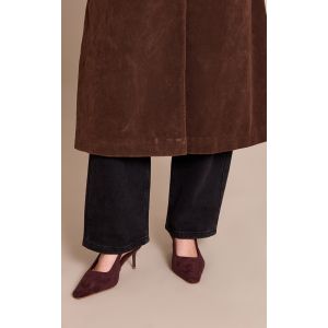 Femme Escarpin Chocolat en su&eacute;dine &agrave; bout cisel&eacute; et bride arri&egrave;re | Taille 39 - Taille 39