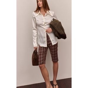 Femme Pantalon capri tissé marron à carreaux | Taille 40 - Taille 40