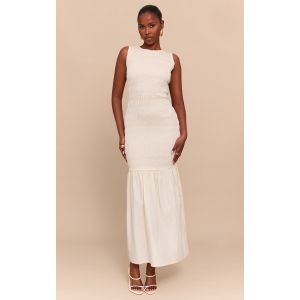Robe longue non colorée froncée à taille tombante, Non coloré - Taille 34