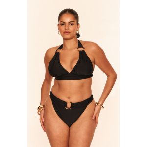 Femme Plus Bas de maillot de bain tanga noir &agrave; empi&egrave;cement anneau | Taille 52 - Taille 52